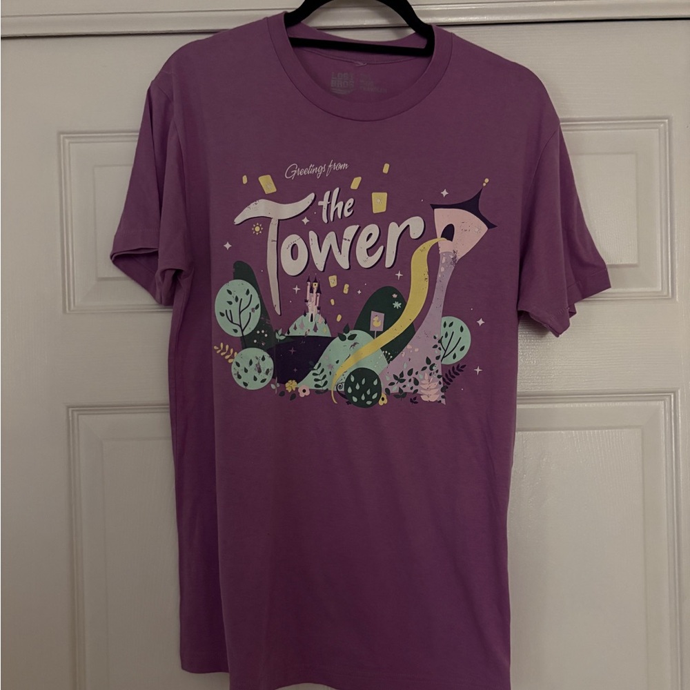 The Lost Bros Tangled Rapunzel Disney World Purple Graphic Short Sleeve Tee